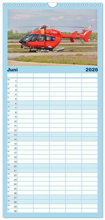 Produktbild: Familienplaner 2026 - Die beeindruckende Welt der Hubschrauber mit 5 Spalten (Wandkalender, 21 x 45 cm) CALVENDO