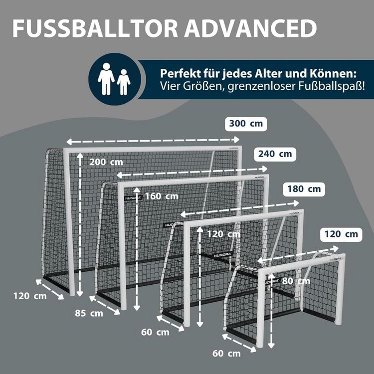 Produktbild: HUDORA 76952 - Fu&szlig;balltor Advanced 120, wei&szlig;, Ma&szlig;e: 120x60x80cm