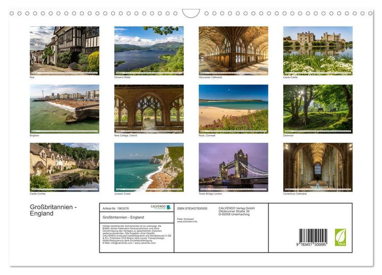 Produktbild: Gro&szlig;britannien - England (Wandkalender 2026 DIN A3 quer), CALVENDO Monatskalender