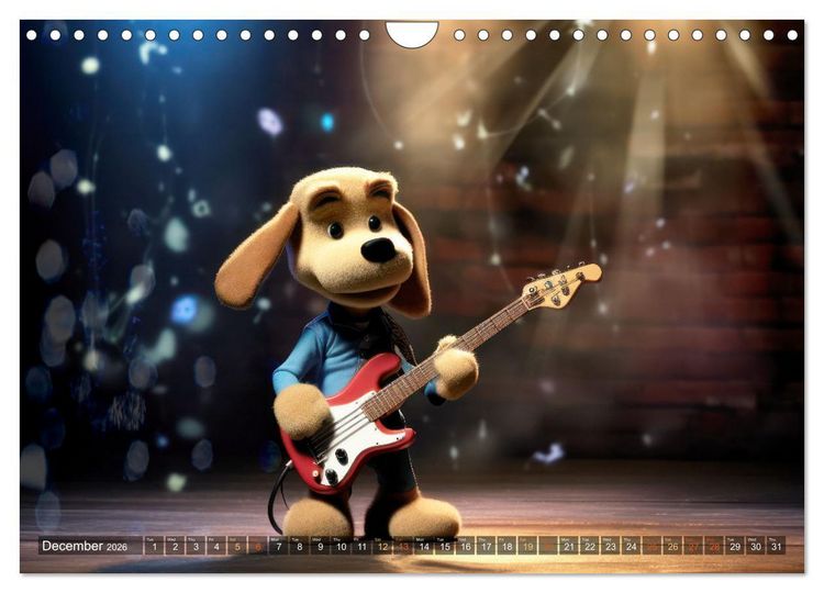 Produktbild: Cat dog music band (Wall Calendar 2026 DIN A4 landscape), CALVENDO 12 Month Wall Calendar
