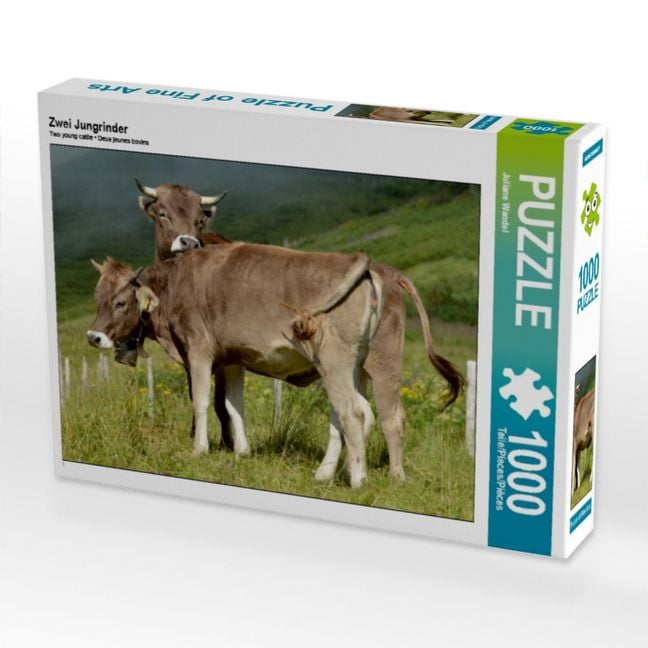 Produktbild: CALVENDO Puzzle Zwei Jungrinder | 1000 Teile Lege-Gr&ouml;&szlig;e 64x48cm Foto-Puzzle f&uuml;r gl&uuml;ckliche Stunden
