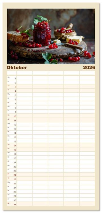 Produktbild: Familienplaner 2026 - Ein Jahr im Paradies der Konfit&uuml;ren mit 5 Spalten (Wandkalender, 21 x 45 cm) CALVENDO