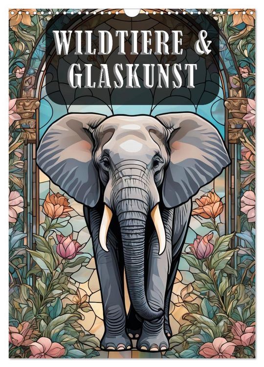 Produktbild: Wildtiere und Glaskunst im Tiffany Stil (Wandkalender 2026 DIN A3 hoch), CALVENDO Monatskalender