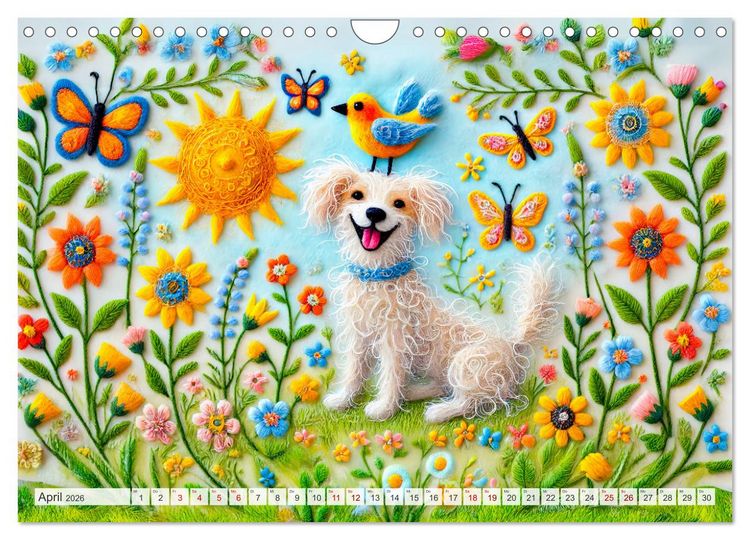 Produktbild: Niedliche Filzhunde - Liebevolle Ideen aus Filz und Wolle (Wandkalender 2026 DIN A4 quer), CALVENDO Monatskalender