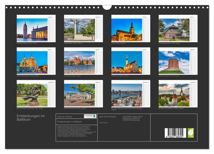 Produktbild: Entdeckungen im Baltikum (Wandkalender 2026 DIN A3 quer), CALVENDO Monatskalender