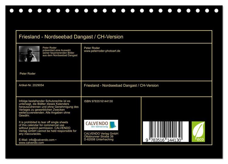 Produktbild: Friesland - Nordseebad Dangast / CH-Version (Tischkalender 2026 DIN A5 quer), CALVENDO Monatskalender