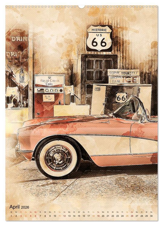 Produktbild: Route 66 - 2451 Meilen (Wandkalender 2026 DIN A2 hoch), CALVENDO Monatskalender
