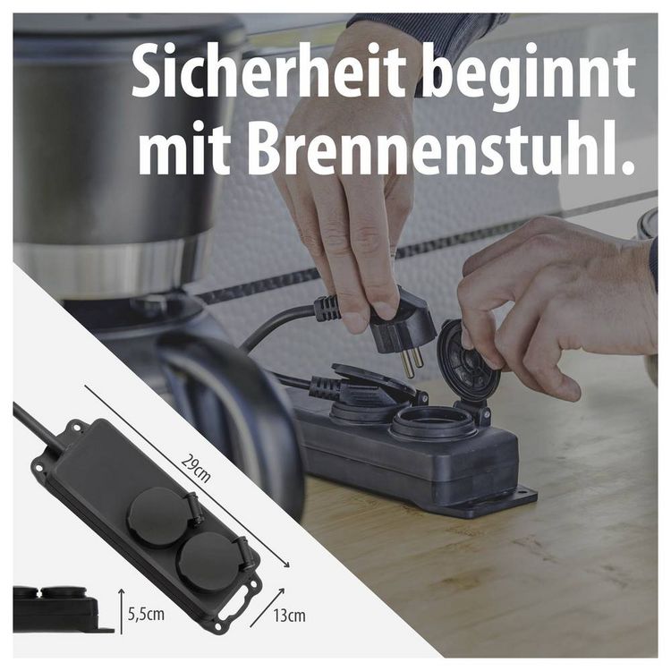 Produktbild: Brennenstuhl 1159930 Steckdosenleiste 2fach Schwarz Schutzkontakt 1St.