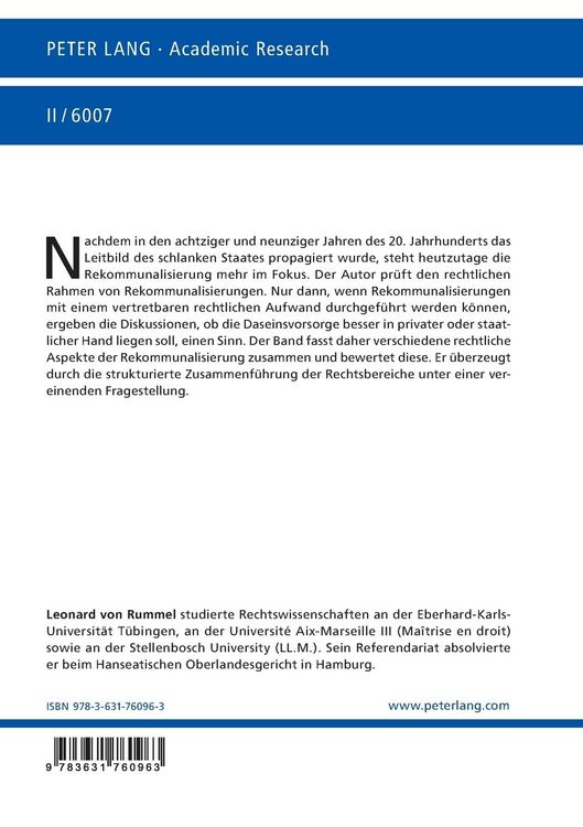 Produktbild: Rechtliche Aspekte der Rekommunalisierung