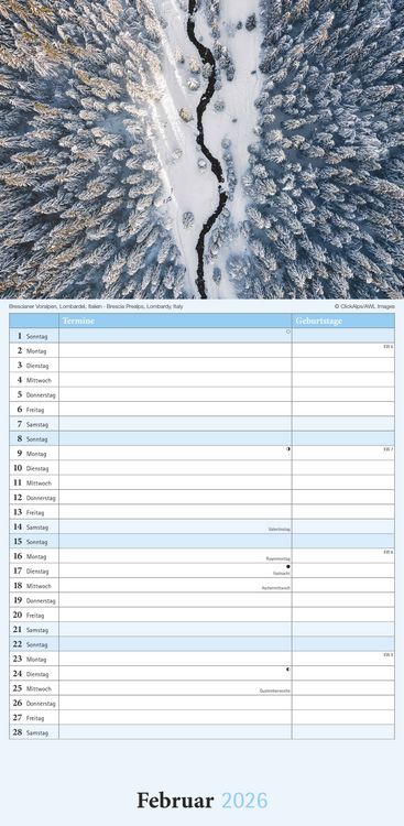 Produktbild: Emotions 2026 - Streifenplaner 22 x45 cm - mit einer Spalte für Eintragungen und einer für Geburtstage - Familienkalender - Familienplaner - Achtsamke