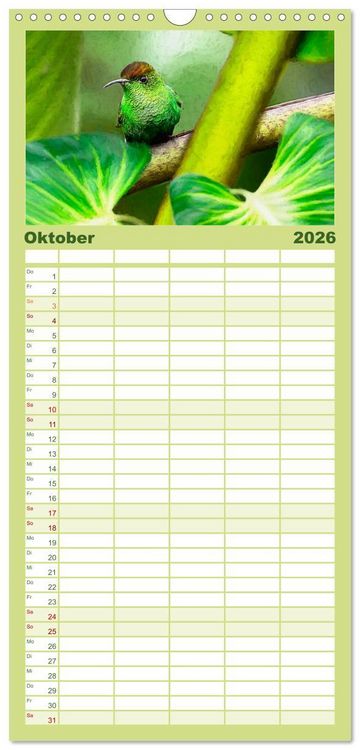 Produktbild: Familienplaner 2026 - Hallo Dschungel - Artwork mit 5 Spalten (Wandkalender, 21 x 45 cm) CALVENDO