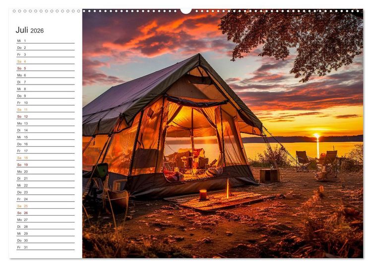 Produktbild: Camping mit dem Zelt (hochwertiger Premium Wandkalender 2026 DIN A2 quer), Kunstdruck in Hochglanz
