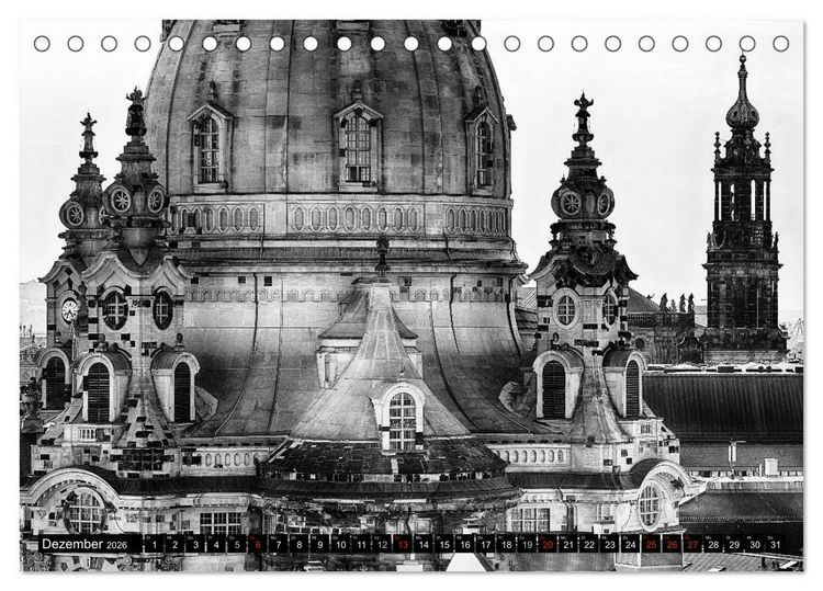 Produktbild: Dresden Faszination Schwarz Weiss (Tischkalender 2026 DIN A5 quer), CALVENDO Monatskalender