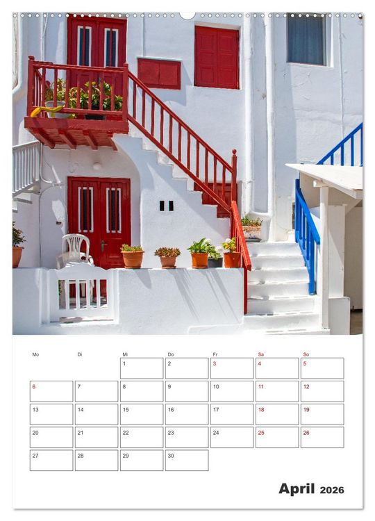 Produktbild: Stadt Mykonos - Reiseplaner (Wandkalender 2026 DIN A2 hoch), CALVENDO Monatskalender