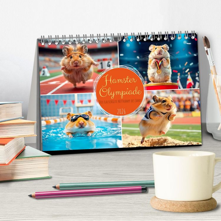 Produktbild: Hamster Olympiade - Der flauschigste Wettkampf des Jahres (Tischkalender 2026 DIN A5 quer), CALVENDO Monatskalender