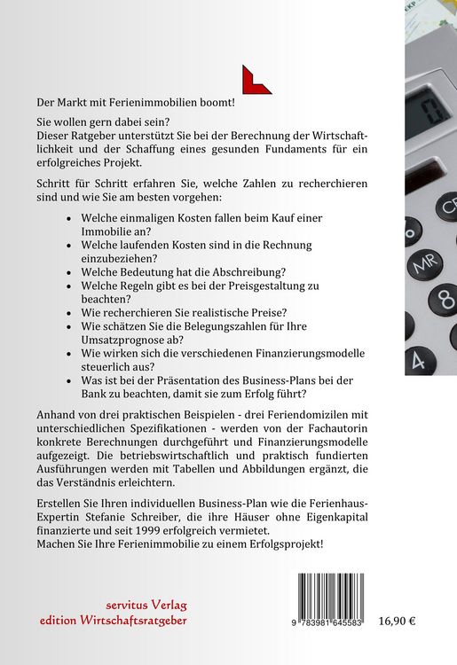 Produktbild: Wirtschaftlichkeitsberechnung und Finanzierung Ihrer erfolgreichen Ferienimmobilie!