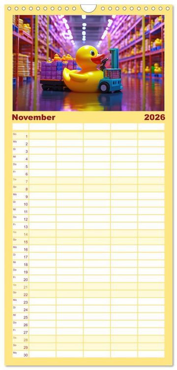 Produktbild: Familienplaner 2026 - Badeenten Kalender - Quietscheenten in der Berufswelt mit 5 Spalten (Wandkalender, 21 x 45 cm) CALVENDO