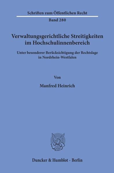 Produktbild: Verwaltungsgerichtliche Streitigkeiten im Hochschulinnenbereich,