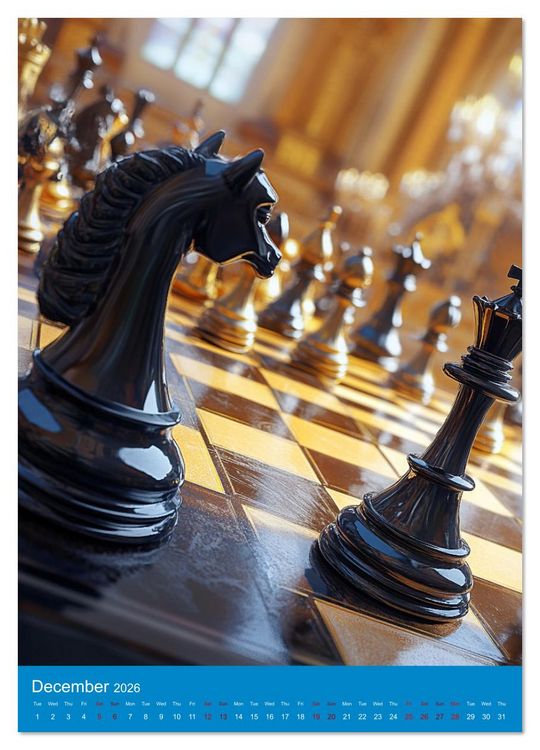 Produktbild: For Love of Chess (High Quality Premium Wall Calendar 2026 DIN A2 portrait),CALVENDO 12 Month Wall Calendar