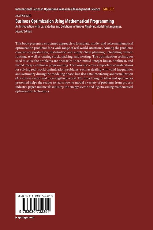 Produktbild: Business Optimization Using Mathematical Programming