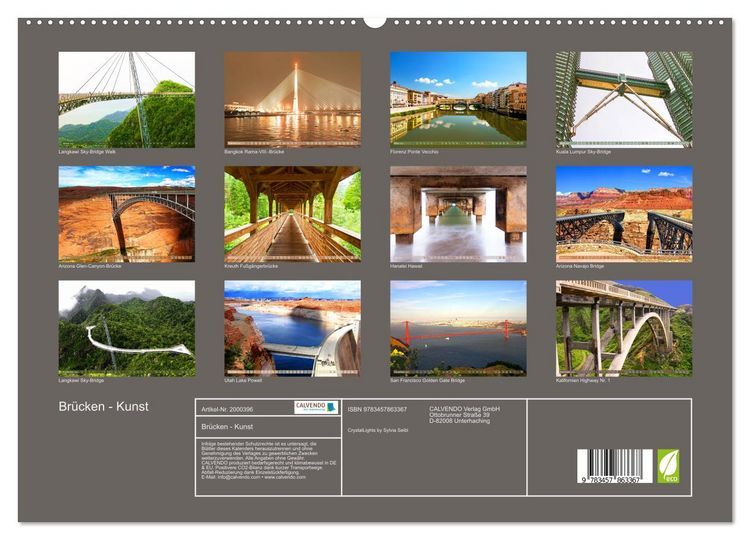 Produktbild: Br&uuml;cken - Kunst (hochwertiger Premium Wandkalender 2026 DIN A2 quer), Kunstdruck in Hochglanz
