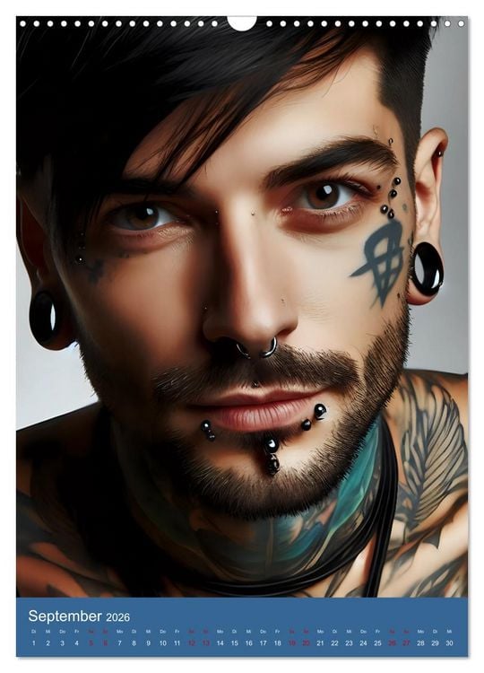 Produktbild: Tattoo und Piercing Men (Wandkalender 2026 DIN A3 hoch), CALVENDO Monatskalender