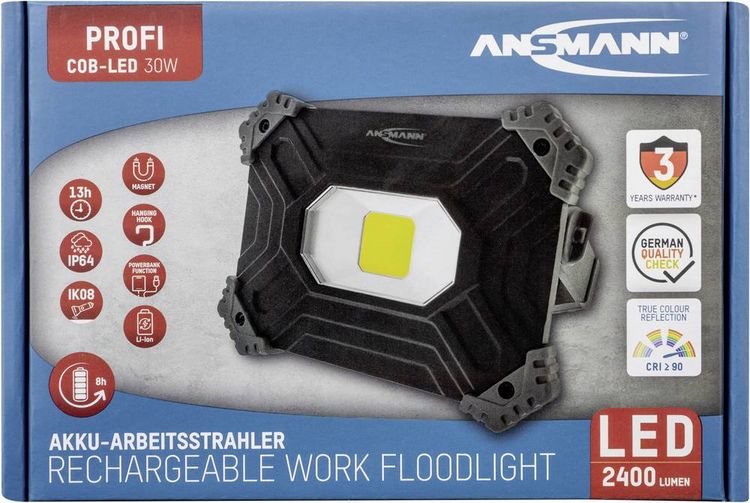 Produktbild: Ansmann 1600-0394 FL2500R LED Arbeitsleuchte akkubetrieben 30 W 2400 lm