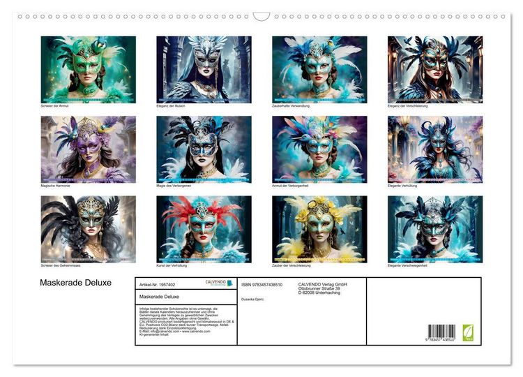 Produktbild: Maskerade Deluxe (Wandkalender 2026 DIN A2 quer), CALVENDO Monatskalender