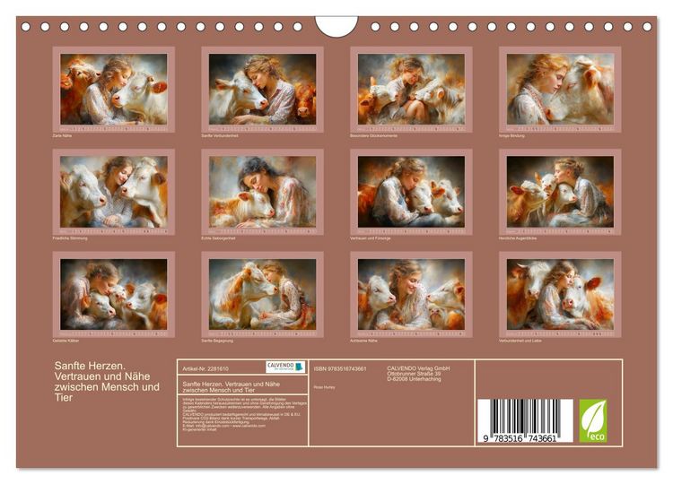 Produktbild: Sanfte Herzen. Vertrauen und N&auml;he zwischen Mensch und Tier (Wandkalender 2026 DIN A4 quer), CALVENDO Monatskalender
