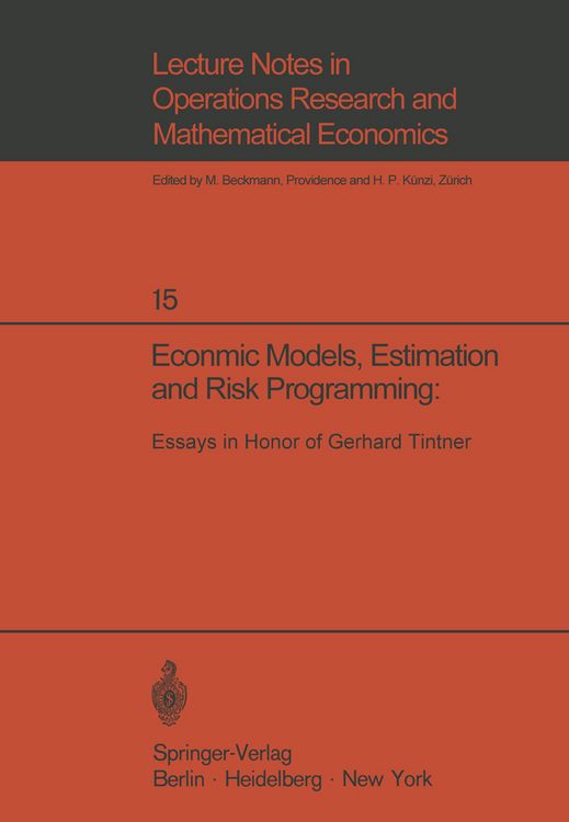Produktbild: Economic Models, Estimation and Risk Programming: Essays in Honor of Gerhard Tintner