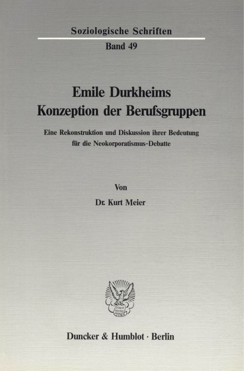 Produktbild: Emile Durkheims Konzeption der Berufsgruppen.