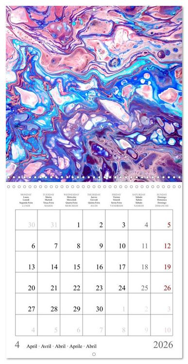 Produktbild: Explosion of colours - colourful Acrylic Pouring Paintings (Wall Calendar 2026 12 &times; 12 Inch) CALVENDO 12 Month Wall Calendar