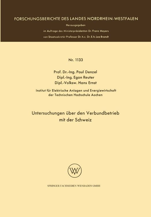 Produktbild: Untersuchungen &uuml;ber den Verbundbetrieb mit der Schweiz