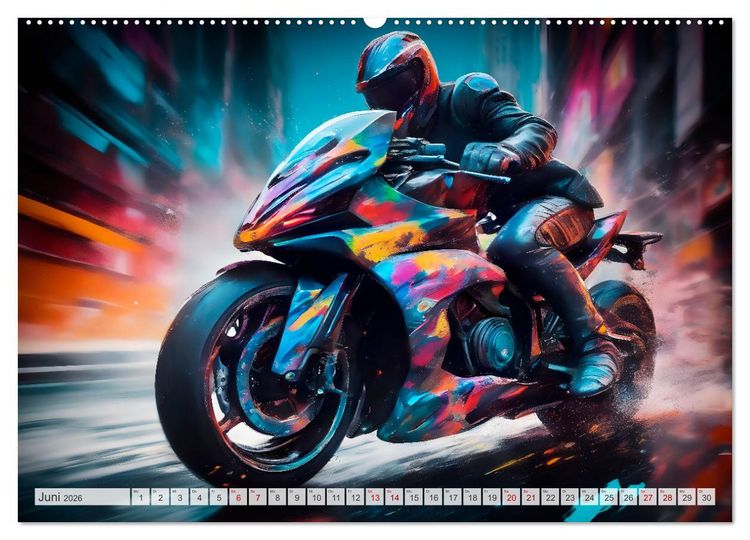 Produktbild: Coole KI-generierte MOTORR&Auml;DER (hochwertiger Premium Wandkalender 2026 DIN A2 quer), Kunstdruck in Hochglanz