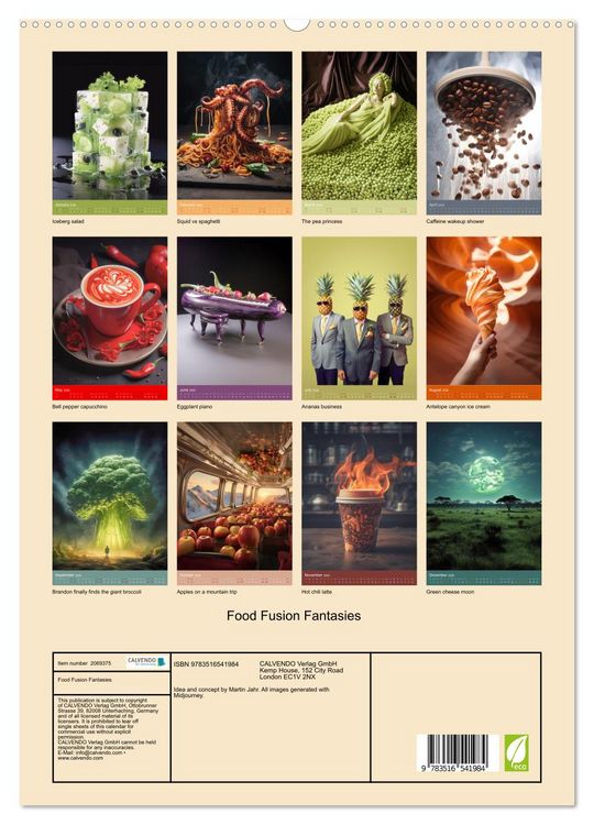 Produktbild: Food Fusion Fantasies (High Quality Premium Wall Calendar 2026 DIN A2 portrait),CALVENDO 12 Month Wall Calendar