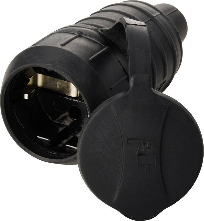 Produktbild: Sygonix SY-6618474 Schutzkontaktkupplung TPE 250 V/AC Schwarz IP44