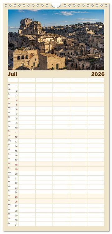 Produktbild: Familienplaner 2026 - Italiens Welterbe Matera mit 5 Spalten (Wandkalender, 21 x 45 cm) CALVENDO
