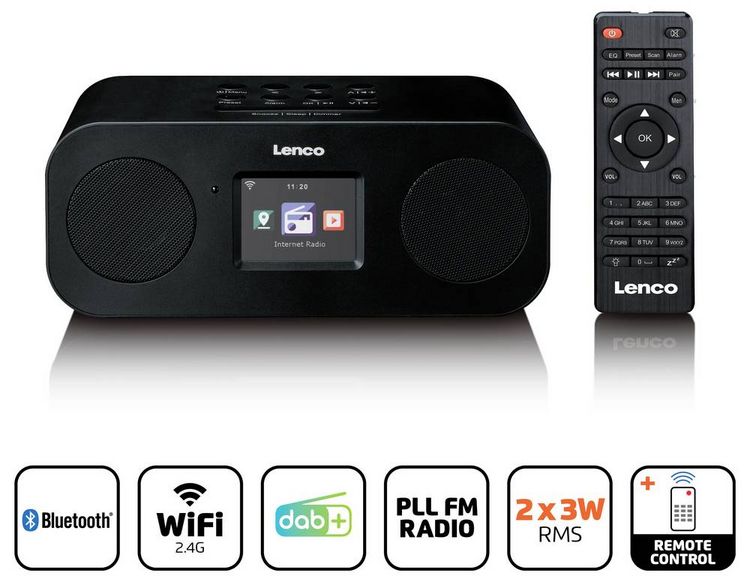 Produktbild: Lenco DIR-121BK Internet Tischradio DAB+ Schwarz