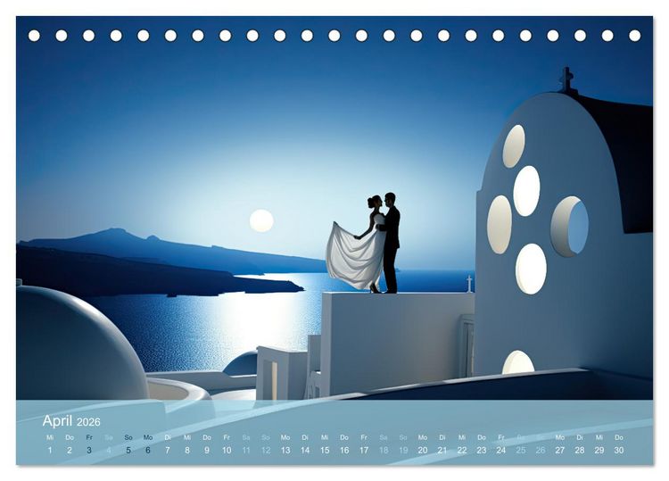 Produktbild: Santorini, Griechenland -Romatische Abendstimmung- (Tischkalender 2026 DIN A5 quer), CALVENDO Monatskalender