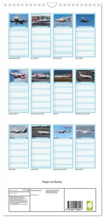 Produktbild: Familienplaner 2027 - Flieger von Boeing mit 5 Spalten (Wandkalender, 21 x 45 cm) CALVENDO