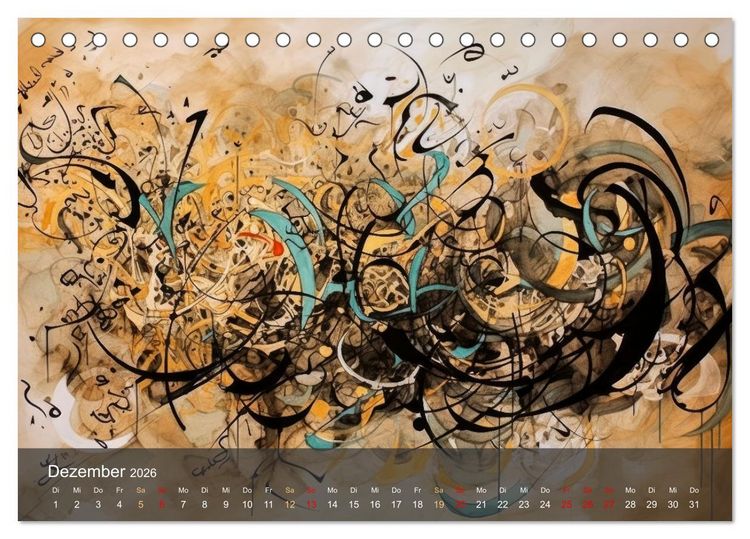 Produktbild: Arabische Kalligraphie in Kunstform (Tischkalender 2026 DIN A5 quer), CALVENDO Monatskalender