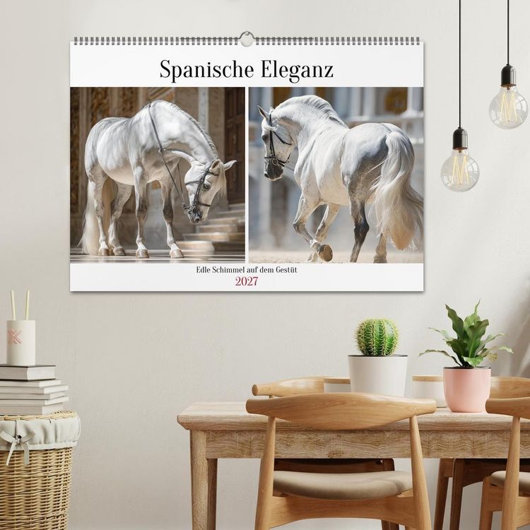 Produktbild: Spanische Eleganz. Edle Schimmel auf dem Gest&uuml;t (Wandkalender 2027 DIN A2 quer), CALVENDO Monatskalender