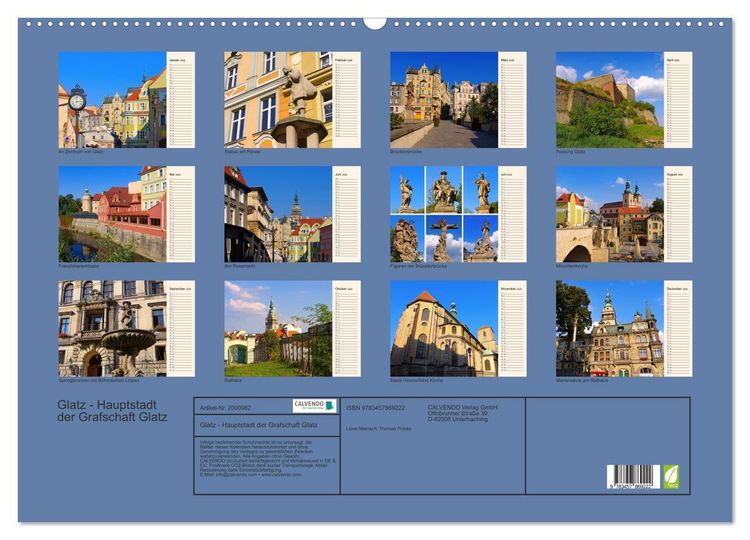 Produktbild: Glatz - Hauptstadt der Grafschaft Glatz (Wandkalender 2026 DIN A2 quer), CALVENDO Monatskalender