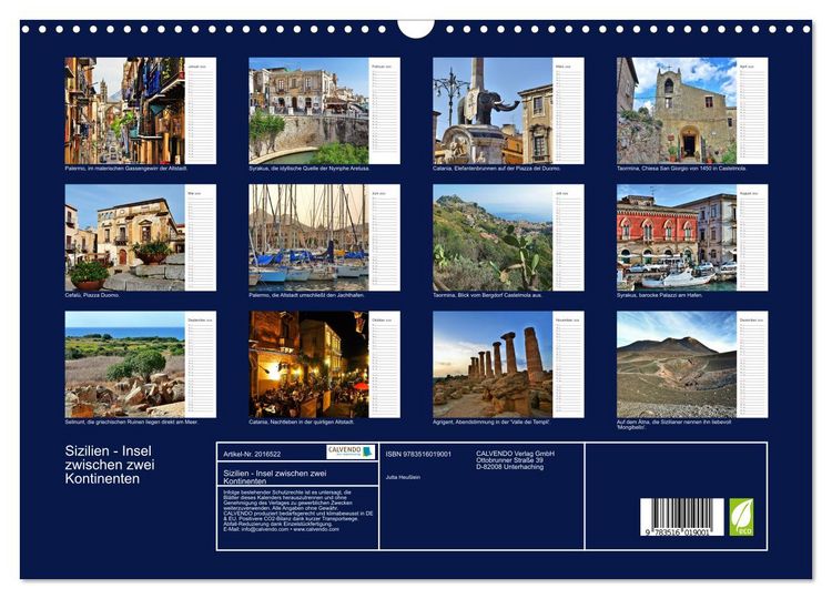 Produktbild: Sizilien - Insel zwischen zwei Kontinenten (Wandkalender 2026 DIN A3 quer), CALVENDO Monatskalender