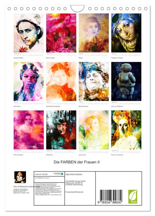 Produktbild: Die FARBEN der Frauen II (Wandkalender 2026 DIN A4 hoch), CALVENDO Monatskalender