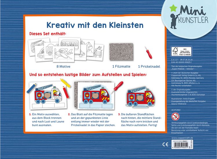 Produktbild: Mein gro&szlig;es Prickel-Starterset: Fahrzeuge - Mini-K&uuml;nstler