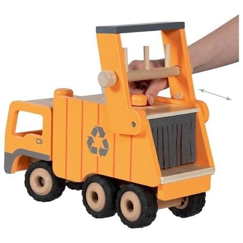 Produktbild: Goki 55848 - M&uuml;llwagen Eco, Holz/Metall, L&auml;nge: 36 cm