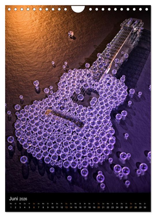 Produktbild: VIRTUAL MUSIC - Musikinstrumente in Hyperrealistischen Illustrationen (Wandkalender 2026 DIN A4 hoch), CALVENDO Monatskalender