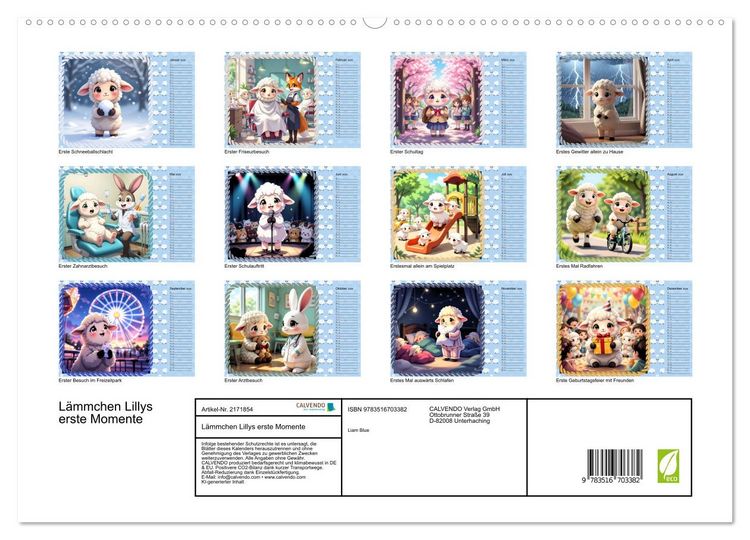 Produktbild: L&auml;mmchen Lillys erste Momente (hochwertiger Premium Wandkalender 2026 DIN A2 quer), Kunstdruck in Hochglanz