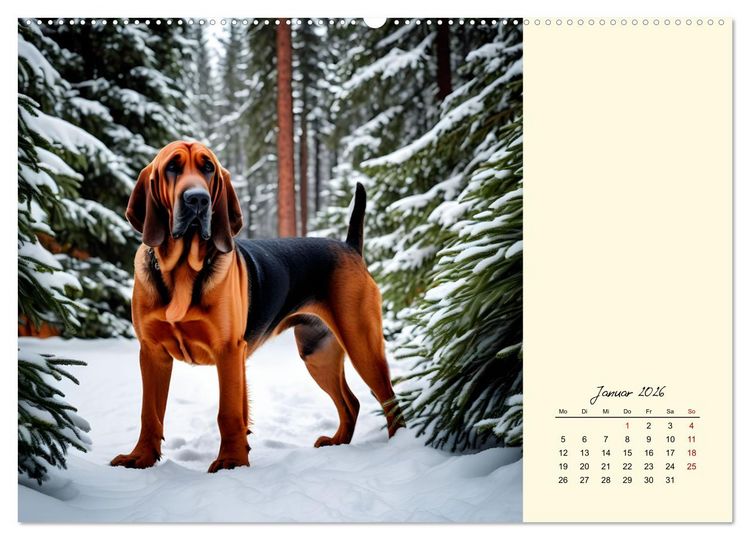 Produktbild: Bloodhound - M&auml;chtige Sp&uuml;rnase (hochwertiger Premium Wandkalender 2026 DIN A2 quer), Kunstdruck in Hochglanz
